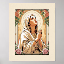 Póster Bendita Virgen María en oración - Poster católico