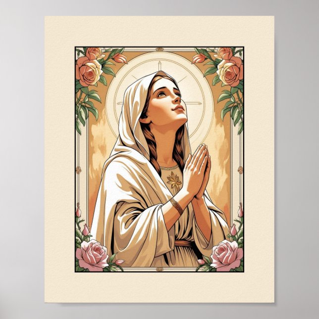 Póster Bendita Virgen María en oración - Poster católico (Frente)