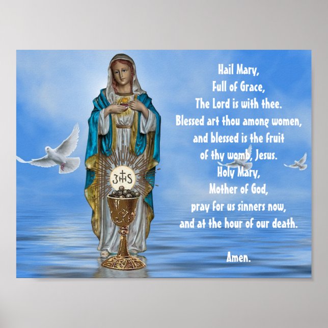 Póster Bendita Virgen María Madonna Espíritu Santo cáliz (Frente)