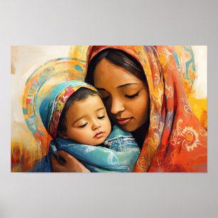 Póster Bendita Virgen María y el Niño Jesús