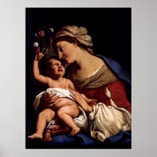 Póster Bendita Virgen María y el Niño Jesús -Sirani