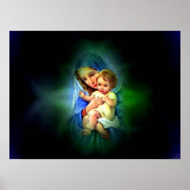 Póster Bendita Virgen María y Niño Jesús (Frente)