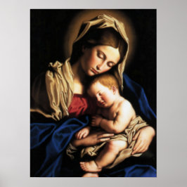 Póster Bendita Virgen María y Niño Jesús