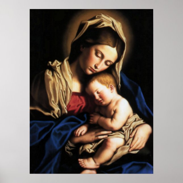 Póster Bendita Virgen María y Niño Jesús (Frente)