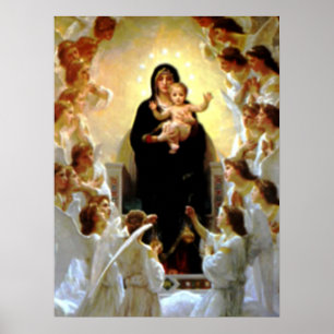 Póster Bendita Virgen María y Niño Jesús
