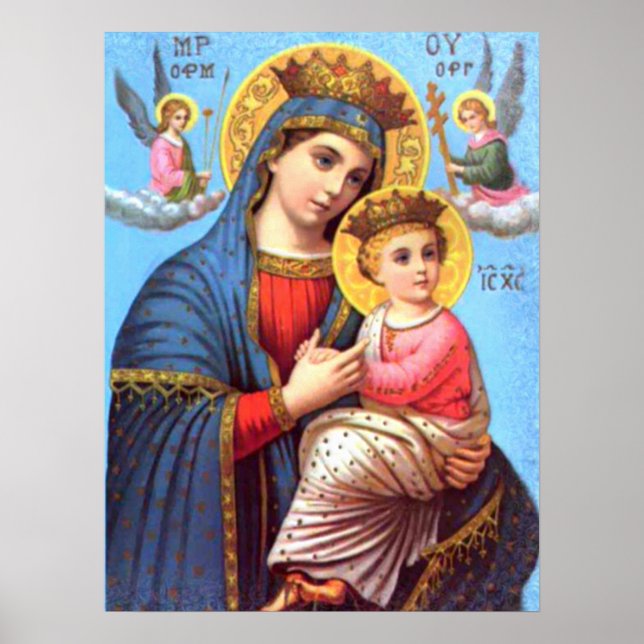 Póster Bendita Virgen María y Niño Jesús (Frente)