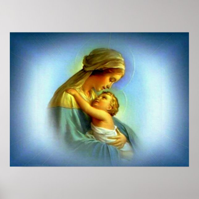 Póster Bendita Virgen María y Niño Jesús (Frente)