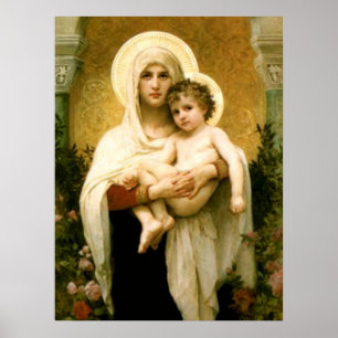 Póster Bendita Virgen María y Niño Jesús