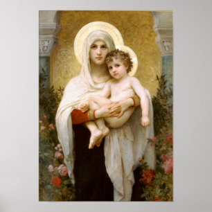 Póster Bendita Virgen María y Niño Jesús