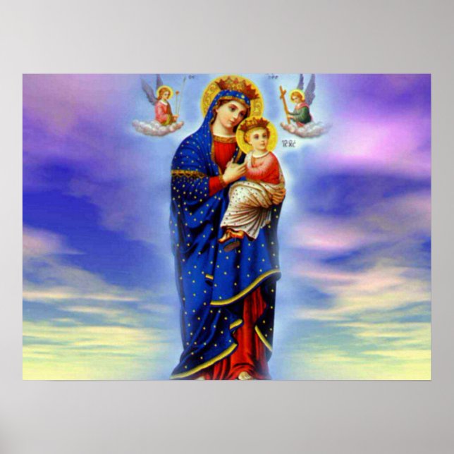 Póster Bendita Virgen María y Niño Jesús (Frente)