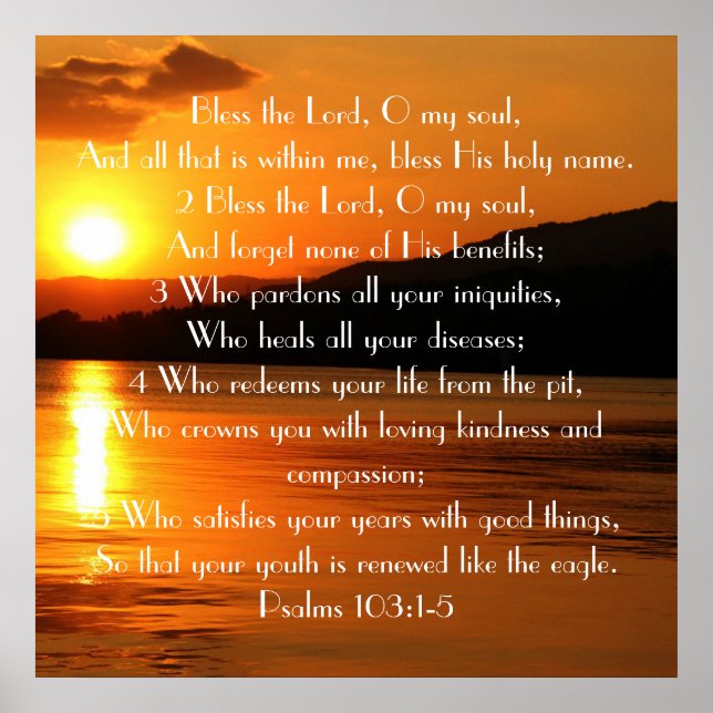 Póster Bendito sea el Lord Bible Verse Sunset Poster (Frente)