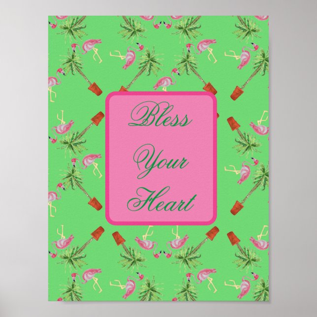 Póster Bendito sea tu corazón Flamingo rosa Flamingos imp (Frente)