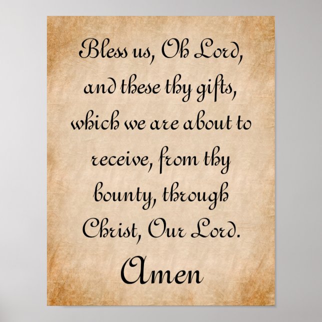 Póster Benditos seamos, Oh Lord Mealtime Prayer (Frente)