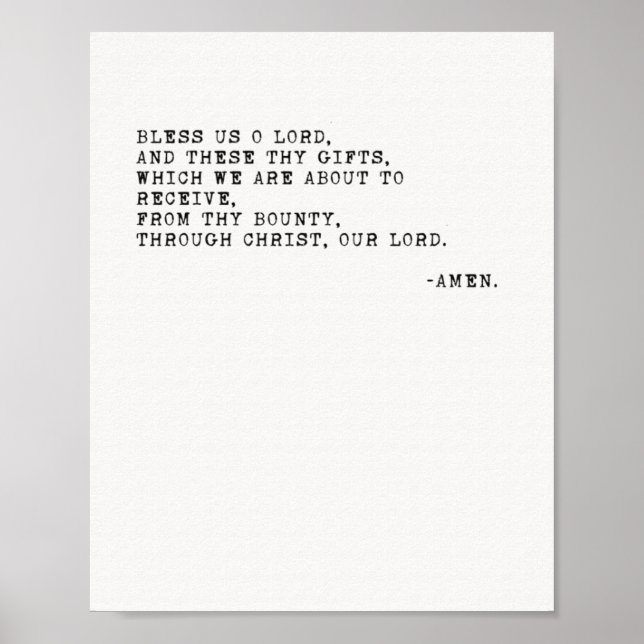 Póster Benditos somos, Oh Señor, Grace Antes De Comer. (Frente)
