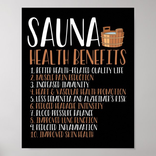 Póster Beneficios de la salud de la sauna (Frente)