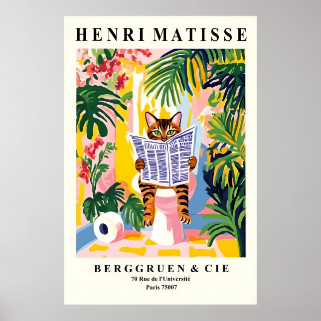 Póster Bengal Cat on Toilet Art Bathroom Print in Henri (Frente)