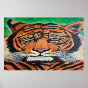 Póster Bengal Tiger watching you poster Drawing