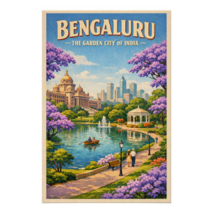 Póster Bengaluru, India, en un clásico viaje retro