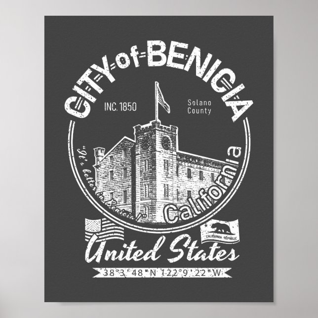 PÓSTER BENICIA CALIFORNIA - BENICIA ARSENAL CLOCKTOWER (Frente)