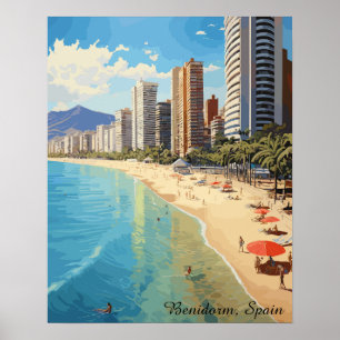 Póster Benidorm Vintage España Viajes Mediterráneo