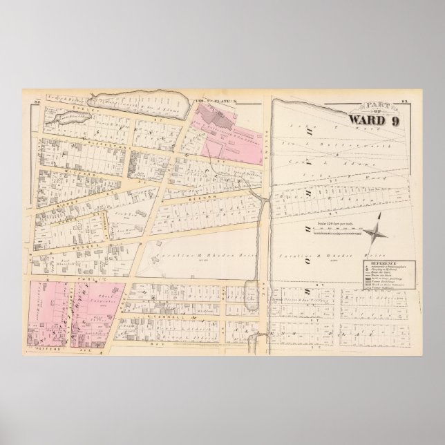 Póster Benjamin Allen's Plat and James Fenn Atlas Map (Frente)