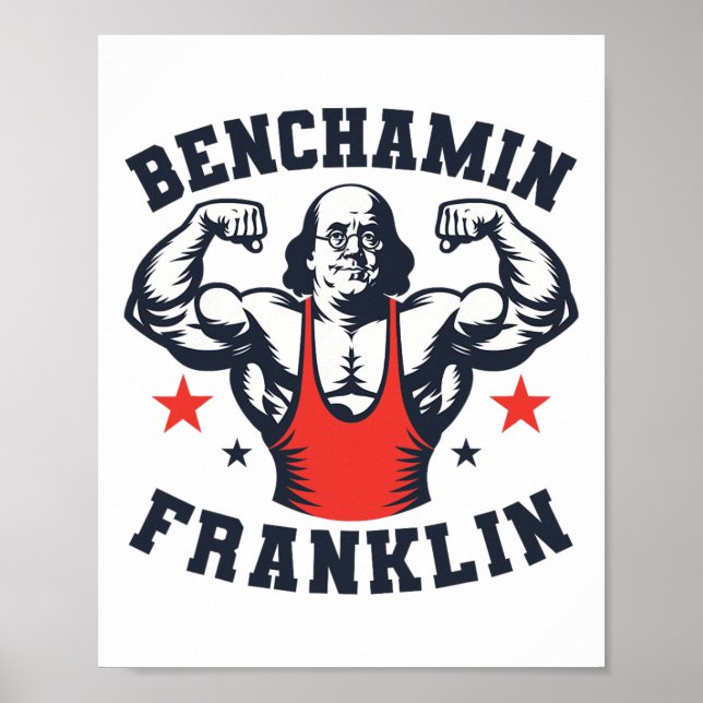 Póster Benjamin Benchamin Franklin Bench Press Bodybuildi (Frente)
