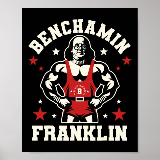Póster Benjamin Benchamin Franklin Bench Press Bodybuildi (Frente)