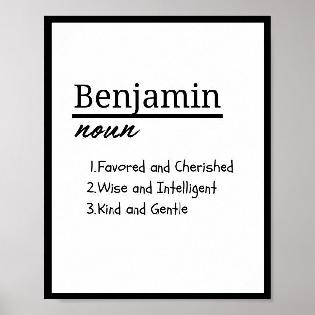 Póster Benjamin, definición de nombre personalizado del n (Frente)