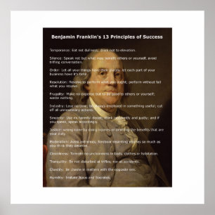 Póster Benjamin Franklin 13 principios de éxito