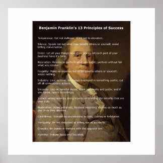 Póster Benjamin Franklin 13 Principios del éxito