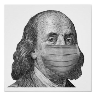 Póster Benjamin Franklin en máscara