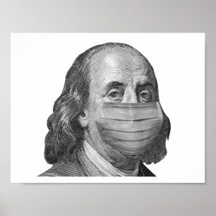 Póster Benjamin Franklin en máscara