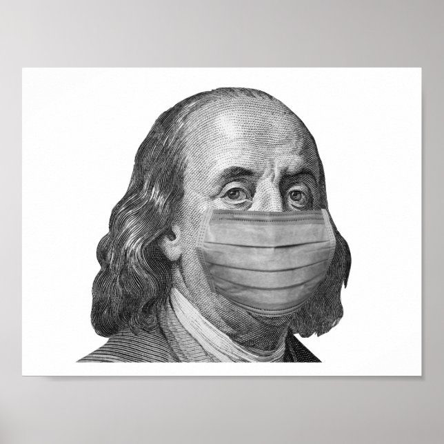 Póster Benjamin Franklin en máscara (Frente)