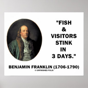 Póster Benjamin Franklin Fish & Visitantes Apestan En 3 D