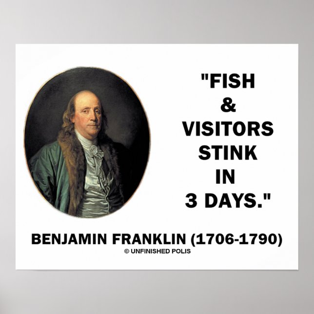 Póster Benjamin Franklin Fish & Visitantes Apestan En 3 D (Frente)