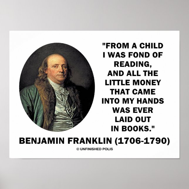 Póster Benjamin Franklin Fond Of Leading Money Quote (Frente)