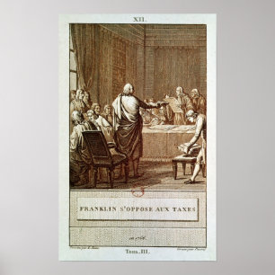 Póster Benjamin Franklin que presenta su oposición