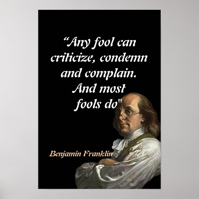 Póster Benjamin Franklin Quote on Fools (Frente)