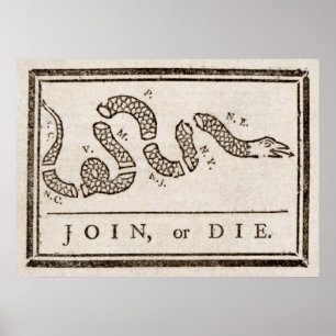 Póster Benjamin Franklin Unirse o morir Personalizado de