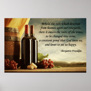 Póster Benjamin Franklin Wine Cita