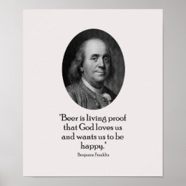 Póster Benjamin Franklin y cita sobre la cerveza