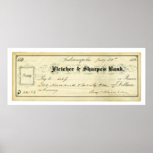 Póster Benjamin Harrison Firmó Check desde el 30 de julio