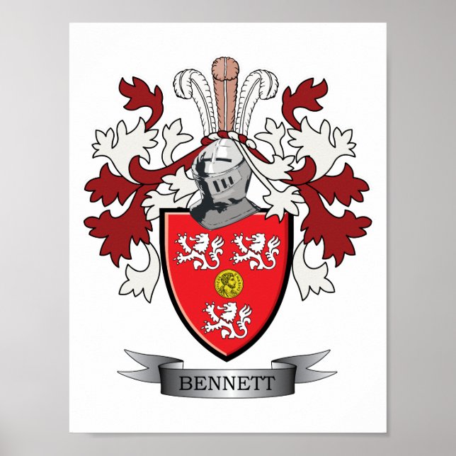Póster Bennett Family Crest Coat of Arms (Frente)