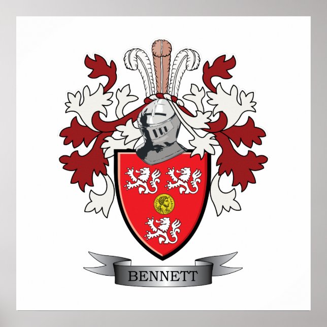 Póster Bennett Family Crest Coat of Arms (Frente)