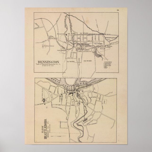 Póster Bennington y Plan de Battleboro (Frente)