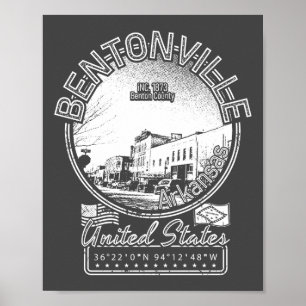 PÓSTER BENTONVILLE ARKANSAS - BENTONVILLE SQUARE VINTAGE