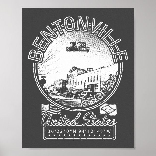 PÓSTER BENTONVILLE ARKANSAS - BENTONVILLE SQUARE VINTAGE (Frente)