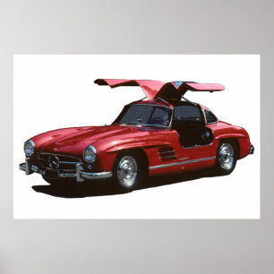Póster Benz clásico SLR300 Gullwing de Mercedes