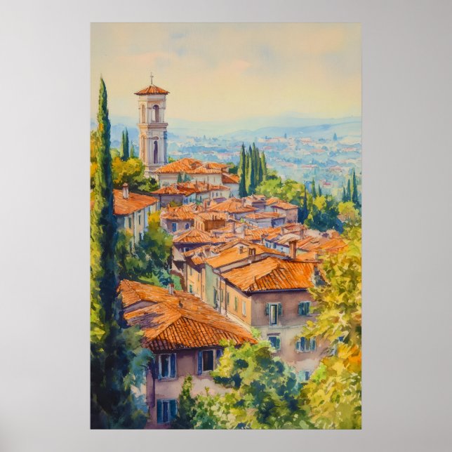 Póster Bergamo Acuarela 1 (Frente)