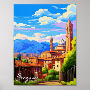 Póster Bérgamo Italia ilustracion de viajes Art Vintage